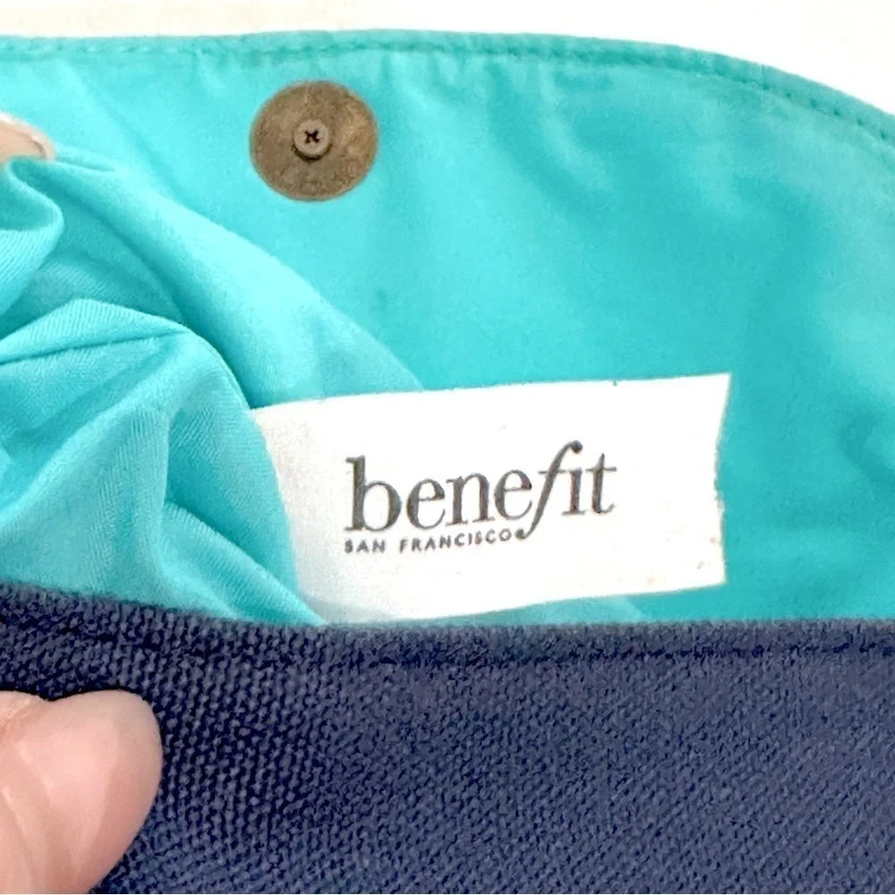 Blue Benefit San Francisco Cosmetic Clutch Makeup Bag with Snap Front